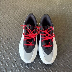 adidas Black and White Athletic Shoes with Red Accents